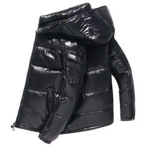 Veste matelassée à capuche coupe-vent pour homme de haute qualité, personnalisable avec logo, en toile matelassée tricotée, fermeture éclair, rembourrage en polyester - Product Image 6
