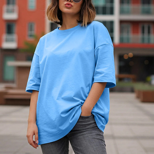 เสื้อยืดโอเวอร์ไซส์ผ้าฝ้ายเรียบ แขนสั้น คอกลม สีพื้น สไตล์ลำลองสำหรับผู้ชาย ทรงบ็อกซ์ฟิต ไหล่ตก - Product Image 6