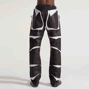 Pantalones Cargo de Cintura Alta con Parches para Mujer, Talla Grande, Estilo Utilitario en Blanco y Negro, Corte Regular, para Otoño - Product Image 3