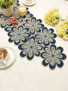 Handmade gold flower beaded <b>Table</b> <b>runner</b>. Matching Placemats also available Pallavi - Product Image 4