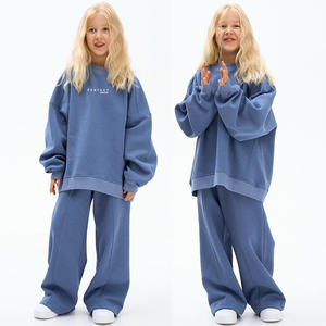 Conjuntos de sudaderas para niñas, conjuntos deportivos oversize con hombros caídos, conjuntos de pantalones deportivos, joggers de pierna recta con logo personalizado, conjuntos de invierno - Product Image 1