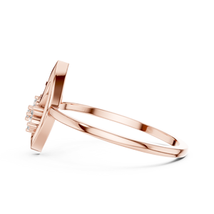 Anillos de oro macizo de 10k, 14k y 18k para mujer, con diamantes de corte redondo minimalista en forma de hoja, para regalo, compromiso, aniversario, boda. - Product Image 2
