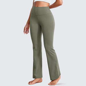Wholesale Custom Women Mid Waist <b>Flare</b> Yoga <b>Leggings</b> Lightweight Anti-Bacterial Breathable Sports Running Training Gym Pants - Product Image 3
