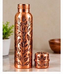 Botella de Agua de Cobre Brillante, Portátil, para Viaje, con Tapa, Diseño Minimalista, Material de Cobre Puro - Product Image 6