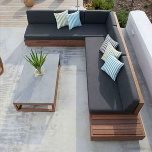 Canapé d'angle en teck pour extérieur Miami - Product Image 1