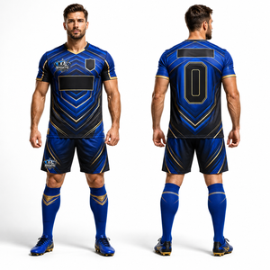 Nouveau maillot et short d'équipe de football, tissu polyester interlock respirant, impression numérique, logo personnalisé pour hommes - Product Image 1