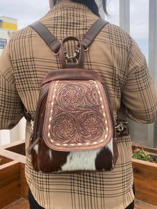 Nouveau fait à la main élégant en cuir véritable sac à dos en cuir de vachette Western usiné à la main en cuir femmes conception sacs vente chaude sac à dos Durable - Product Image 2