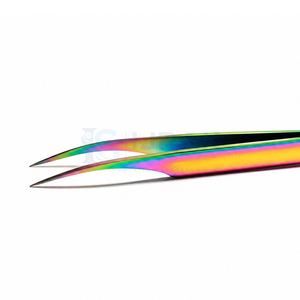 แหนบต่อขนตาแบบมืออาชีพ Ijrak Surgical Rainbow สแตนเลสสตีล ปลายโค้งมน ทนทาน สำหรับต่อขนตาแบบวอลลุ่ม - Product Image 3