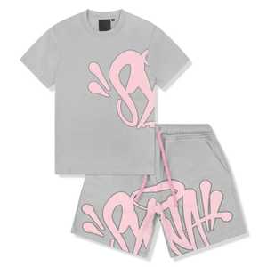 Conjunto de camiseta de manga corta y pantalones cortos de algodón negro para hombre con estampado de letras en la espalda, conjunto informal de verano, transpirable, de punto, de dos piezas. - Product Image 4