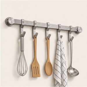 Exclusive Stainless Steel <b>Kitchen</b> Utensil Hanger Wall Mounted Pot Rack with Sliding <b>Hooks</b> Rust-Proof Multi-purpose Organizer - Product Image 6