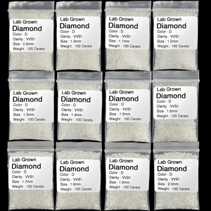 100 Moissanitas Cultivadas en Laboratorio Certificadas por IGI, Color Blanco D, VVS1, Corte Brillante, 0.9mm-2.0mm, Sueltas, HPHT/CVD, Precio al por Mayor - Product Image 1