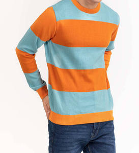 Suéter para hombre de dos colores con diseño personalizado, logotipo OEM y ODM, suéter de punto de manga larga, suéter tipo waffle, suéter de cuello redondo para hombre. - Product Image 2