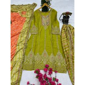 Ensemble haut-bas et dupatta magnifique pour femmes, vêtements de soirée de créateur - Product Image 5