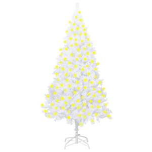 Árbol de Navidad Artificial Preiluminado Blanco de 82.7 Pulgadas con Ramas Gruesas - Product Image 1