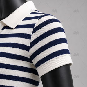 Ensemble de tenue de tennis pour femmes, haut polo rayé, jupe plissée, séchage rapide, logo personnalisé, service OEM - Product Image 6