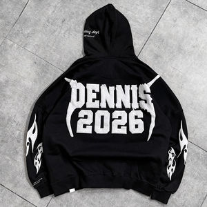 Vente en gros de sweats à capuche d'hiver personnalisés pour hommes, en coton biologique 100% épais, avec impression vintage en relief, coupe oversize à épaules tombantes et ample - Product Image 1