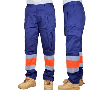 Pantalon de travail haute visibilité réfléchissant pour hommes, pantalon cargo durable pour la construction, uniformes de travail industriels multi-poches - Product Image 2