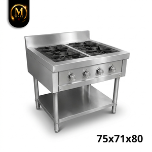 Estufa de Gas de Acero Inoxidable de Alta Calidad, Fabricada en Malasia, con 4 Quemadores Abiertos, para Cocina Comercial, Restaurante, Cafetería - Product Image 5
