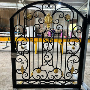 Elegante Diseño de Puerta de Muro Compuesto de Hierro Forjado de 8 pies, Ecológica, con Recubrimiento en Polvo, Puerta de Seguridad Decorativa para Exteriores Modernos - Product Image 3