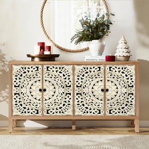Hand-Carved Mango Wood <b>Sideboard</b> <b>Walnut</b> Finish - Wholesale Artisan Furniture - Product Image 2