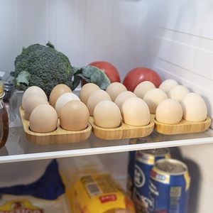 Mini Bamboo Egg Tray Natural Wooden Egg Holder Rack for Fridge Countertop Kitchen <b>Storage</b> - Product Image 5