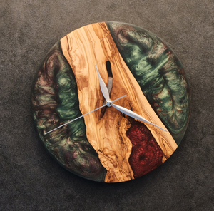 Round Wooden Resin <b>Wall</b> <b>Clock</b> <b>Modern</b> Still Life Pattern Needle Display Quartz Analog Silent Living Room Bedroom Office Decor - Product Image 5