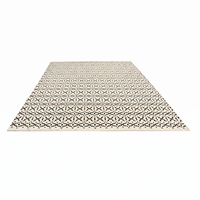 Tapis en laine DECORDEC motif géométrique ivoire noir rouille, écologique, antidérapant, moderne, tribal, linéaire, tufté à la main, épais