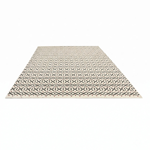 Alfombra DECORDEC de Lana con Patrón Geométrico en Negro Marfil y Óxido, Ecológica, Antideslizante, Moderna, Tribal, Lineal, Hecha a Mano, Gruesa - Product Image 2