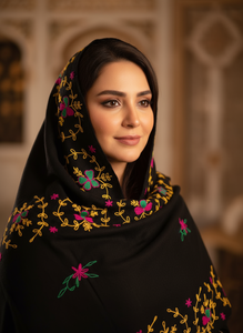 Long Floral Pattern Muslim Cotton <b>Scarves</b> and Shawls with Hand Embroidery Durable <b>Black</b> Shawl 210 Gram morrocan edition - Product Image 3