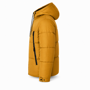 Blouson matelassé à capuche réfléchissant 100 % polyester, tissu toile épais, style streetwear hiver décontracté, fermeture éclair - Product Image 2