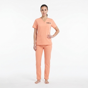 Tenue de travail pour infirmières, haut à manches courtes et pantalon à col en V, uniforme médical, logo personnalisé, vêtements d'équipe de soins de santé, uniforme d'hôpital - Product Image 1