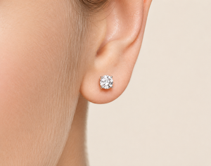 18K White Gold Vintage Round Brilliant Diamond Stud <b>Earrings</b> 4 Prong Setting IGI Certified Wedding Luxury Fine Jewelry - Product Image 2