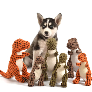 Jouets interactifs pour animaux de compagnie : Peluche dinosaure de dessin animé écologique, jouet couineur pour chien en peluche dinosaure - Product Image 5