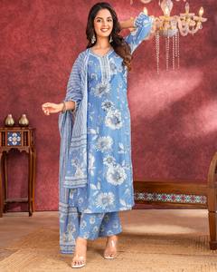 Tissu imprimé en pur coton de créateur haut de gamme avec délicats travaux manuels et broderies – Un mélange de confort et de savoir-faire. - Product Image 3