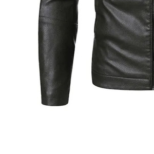 <b>Leather</b> <b>Jacket</b> Premium Faux <b>Leather</b> Zip Front <b>Jacket</b> Modern Streetwear OEM Manufacturer Direct Factory Production - Product Image 4