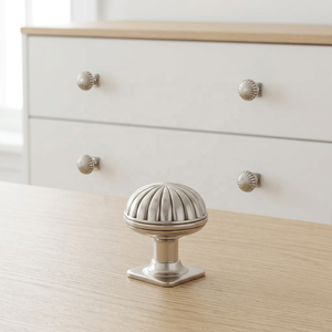 Poignée de meuble moderne ronde en laiton, design floral, style factice, nickel poli, pour tiroirs de commode, durable - Product Image 6