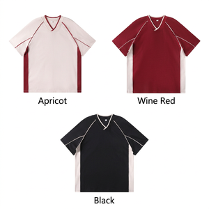T-shirt Homme Oversize Col V Manches Courtes Color Block Bordure Contrastante Sportif Tricoté Polyester Uni Noir Blanc - Product Image 6