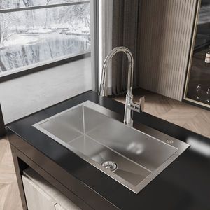 Lavello da cucina singolo da incasso in acciaio inox 304 satinato, 81x48x25 cm, a forma quadrata, spesso, per uso domestico - Product Image 4