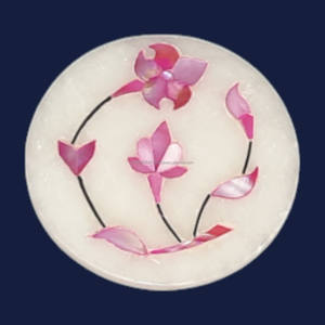 2025ใหม่ล่าสุดดีไซน์ลายดอกไม้สีชมพูและสีเขียวสำหรับแม่กระจกม็อบหินอ่อนทำจากหินอัญมณี - Product Image 3