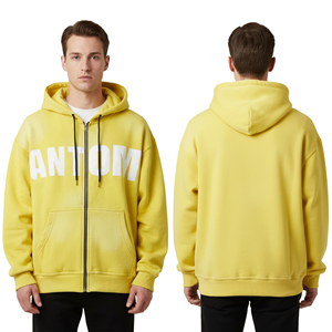 High Quality 100% Cotton Eco-friendly Fleece <b>Mens</b> Hoodies Sweatshirts <b>Pullover</b> Streetwear Heavyweight 500g Puff Printing Hoodie - Product Image 2