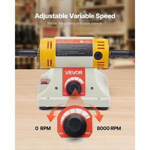 Pulidora de Banco de 1/2 HP, 0 a 8000 RPM, Máquina para Pulir Metal con 2 Ruedas de Algodón de 4 Pulgadas y 3 Accesorios de 3 Pulgadas - Product Image 3