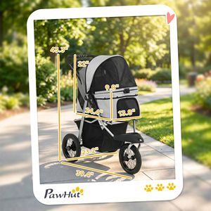 Light Gray Foldable Dog Stroller with 12\" Rubber <b>Wheels</b> Pet Carrier for <b>Small</b> Dogs up to 22 LBS - Product Image 3