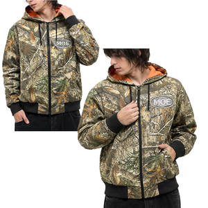 Sudadera con capucha de camuflaje para hombre, de algodón, con cremallera, diseño personalizado DTG, estampado Real Tree, para caza, con bolsillo interior. - Product Image 1
