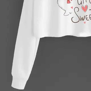 Women's Casual <b>Long</b> <b>Sleeve</b> Cropped Women's <b>White</b> Cropped Hoodie With Custom Print Casual Pullover Sweatshirt <b>Long</b> <b>Sleeve</b> - Product Image 3