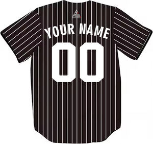 Camiseta de Béisbol Personalizada 2025 con Rayas Negras, Cuello en V Blanco, Botones, Uniforme de Equipo, Nombre y Número Personalizados, Estilo Profesional, Venta al Por Mayor - Product Image 4