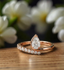 Anillo de Diamante Cultivado en Laboratorio con Corte Brillante en Forma de Pera de 0.62 Quilates, Oro de 14K/10K, Estilo Único, Ligero, Anillo de Compromiso para Mujer, Delicado - Product Image 6