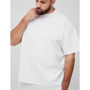 เสื้อยืดโอเวอร์ไซส์ผ้าคอตตอนผสมสแปนเด็กซ์เนื้อหนาสำหรับผู้ชาย ออกกำลังกาย เล่นกีฬา ทรงหลวม ปักลายแบบคลาสสิก รับผลิตตามแบบ ODM - Product Image 6