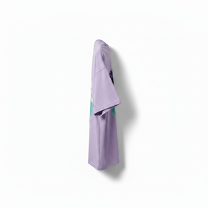 T-shirt pour homme de qualité supérieure, manches courtes, couleur violette, avec motif abstrait peint à la main, coupe classique, col rond, style décontracté, 100% coton - Product Image 5