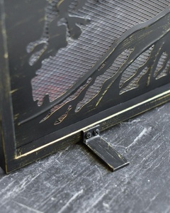 Paravent de cheminée en métal chêne ancien, découpe laser silhouette d'arbre, grille fine, protection anti-étincelles, protecteur de foyer autoportant, finition noire - Product Image 3