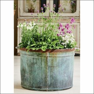 Commercial Grade <b>Galvanized</b> Steel Planter Pot Heavy Duty Round Metal <b>Tub</b> Rustic Flower Container For Garden Landscaping Planter - Product Image 5